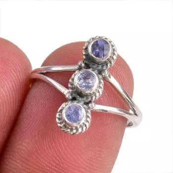 Natural Tanzanite Gemstone 925 Solid Sterling Silver Jewelry Ring Size 7 H0m61