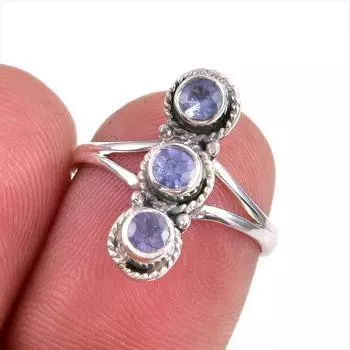 Natural Tanzanite Gemstone 925 Solid Sterling Silver Jewelry Ring Size 6 Z6N35