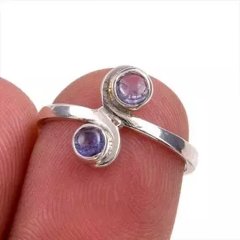 Natural Tanzanite Gemstone 925 Solid Sterling Silver Jewelry Ring Size 6 Q5q87