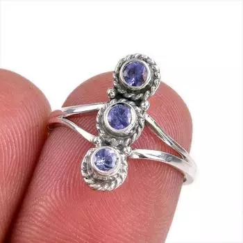 Natural Tanzanite Gemstone 925 Solid Sterling Silver Jewelry Ring Size 6 g6L22