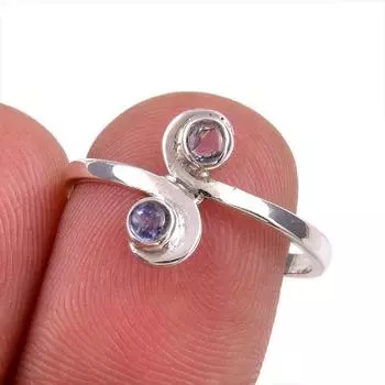 Natural Tanzanite Gemstone 925 Solid Sterling Silver Jewelry Ring Size 8 u7r22