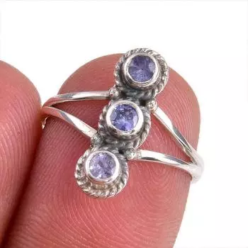 Natural Tanzanite Gemstone 925 Solid Sterling Silver Jewelry Ring Size 6 q2b16