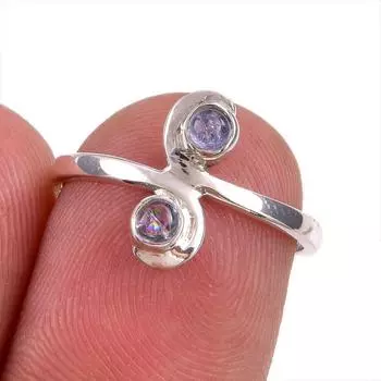 Natural Tanzanite Gemstone 925 Solid Sterling Silver Jewelry Ring Size 5.5 y0b80