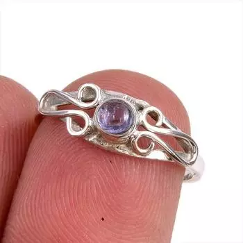 Natural Tanzanite Gemstone 925 Solid Sterling Silver Jewelry Ring Size 6 j1a11