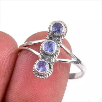 Natural Tanzanite Gemstone 925 Solid Sterling Silver Jewelry Ring Size 10 q8H17