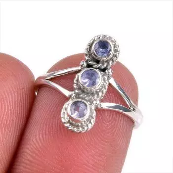 Natural Tanzanite Gemstone 925 Solid Sterling Silver Jewelry Ring Size 6 J4y61