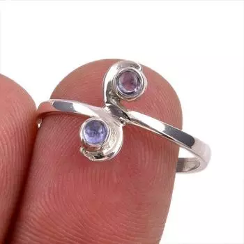 Natural Tanzanite Gemstone 925 Solid Sterling Silver Jewelry Ring Size 9 G0d23