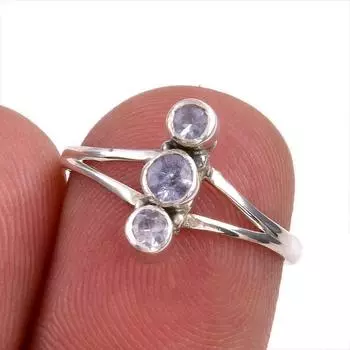 Natural Tanzanite Gemstone 925 Solid Sterling Silver Jewelry Ring Size 5.5 n5P32