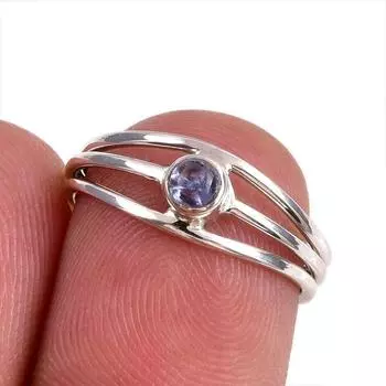 Natural Tanzanite Gemstone 925 Solid Sterling Silver Jewelry Ring Size 5.5 s5M51