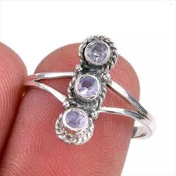 Natural Tanzanite Gemstone 925 Solid Sterling Silver Jewelry Ring Size 8 d8v41