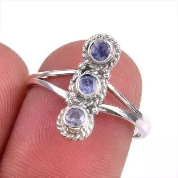 Natural Tanzanite Gemstone 925 Solid Sterling Silver Jewelry Ring Size 7 i8j41