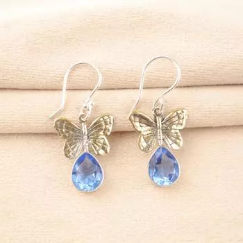 Natural Tanzanite Gemstone 925 Sterling Silver Jewelry Handcrafted Earrings 1.3 EE-155-13