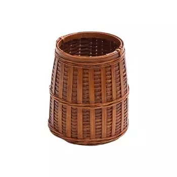 Natural Tea Ceremony Display Baskets Handmade Makeup Brush Holder Portable Pencil Holder Kitchen Dark Brown-Style A