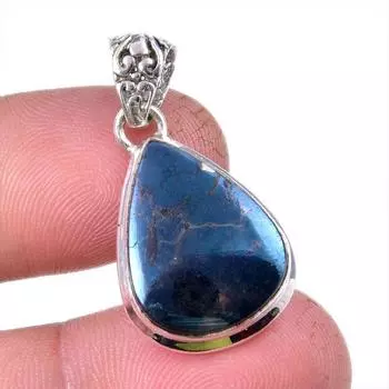 Natural Tektite Gemstone Handmade 925 Solid Sterling Silver Pendant 1.25 V9R30