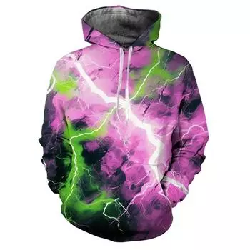 Толстовка с капюшоном Natural Thunder Lightning для мужчин и женщин, осенняя, с длинными рукавами, модная, повседневная, уличная, свитшот, верхняя одежда S