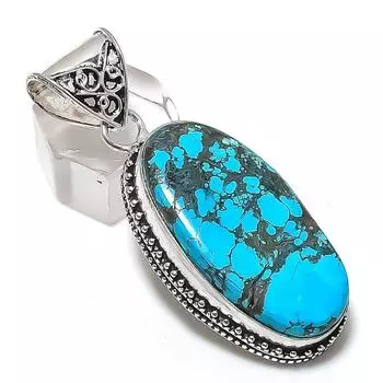 Подвеска из натурального тибетского бирюзового серебра 925 пробы 2,29 дюйма M9o90