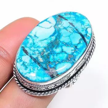 Natural Tibetan Turquoise 925 Sterling Silver Jewelry Ring Size 7.5 Y1W47