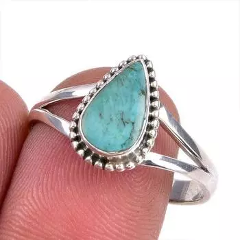 Natural Tibetan Turquoise Gemstone 925 Solid Silver Jewelry Ring Size 10 y1i16