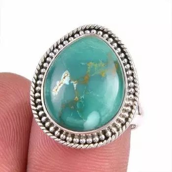 Natural Tibetan Turquoise Gemstone 925 Solid Sterling Silver Gift Ring S.7 o0G92