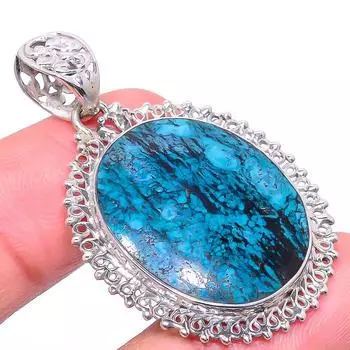 Natural Tibetan Turquoise Gemstone 925 Solid Sterling Silver Pendant 1.89 N8r39