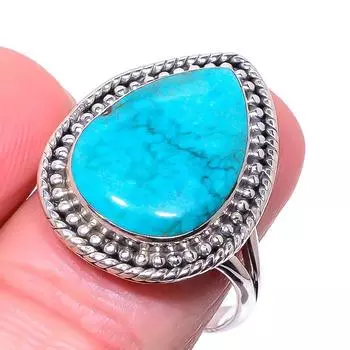 Natural Tibetan Turquoise Gemstone 925 Solid Sterling Silver Gift Ring S.9 z0p41
