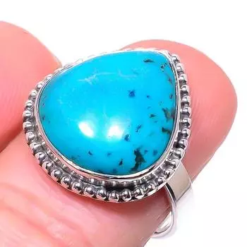 Natural Tibetan Turquoise Gemstone 925 Solid Sterling Silver Gift Ring S.8 J2U75