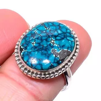 Natural Tibetan Turquoise Gemstone 925 Solid Sterling Silver Gift Ring S.7 u8v44