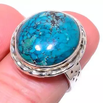 Natural Tibetan Turquoise Gemstone 925 Solid Sterling Silver Ring Size 6.5 o6n16