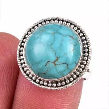 Natural Tibetan Turquoise Gemstone 925 Solid Sterling Silver Gift Ring S.7 r2t79