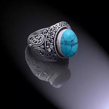 Natural Tibetan Turquoise Gemstone 925 Sterling Silver Ring Size 7.5 P1m96