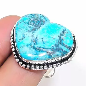 Natural Tibetan Turquoise Gemstone 925 Sterling Silver Jewelry Ring Size 9 E0e94