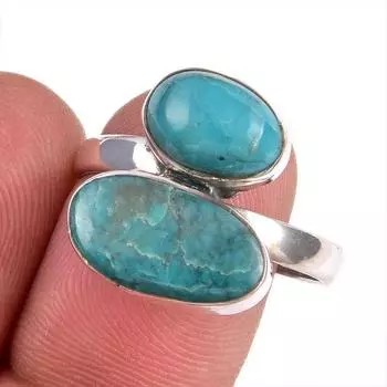 Natural Tibetan Turquoise Gemstone 925 Sterling Silver Jewelry Ring Size 10 b4U69