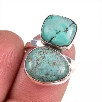 Natural Tibetan Turquoise Gemstone 925 Sterling Silver Jewelry Ring S.5.5 n0o47