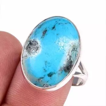 Natural Tibetan Turquoise Gemstone 925 Sterling Silver Jewelry Ring S.9.5 a6y12