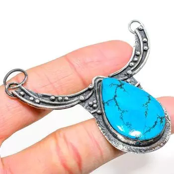 Natural Tibetan Turquoise Gemstone 925 Sterling Silver Pendant 2.68 H7Q82