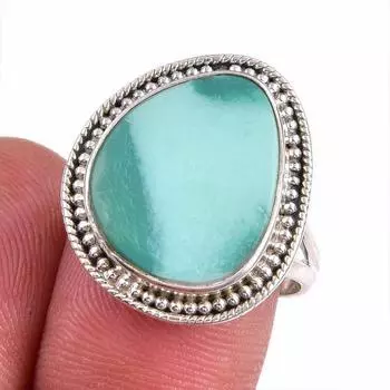 Natural Tibetan Turquoise Gemstone 925 Sterling Silver Jewelry Ring S.7.5 h7v00