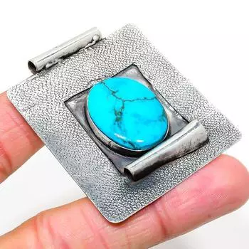 Natural Tibetan Turquoise Gemstone 925 Sterling Silver Pendant 2.17 U4G45