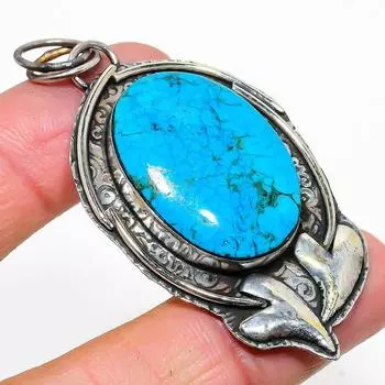 Natural Tibetan Turquoise Gemstone 925 Sterling Silver Pendant 2.60 f6l06