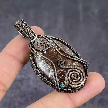 Подвеска из натуральной тибетской бирюзы с медной проволокой 2,60 дюйма U6t94