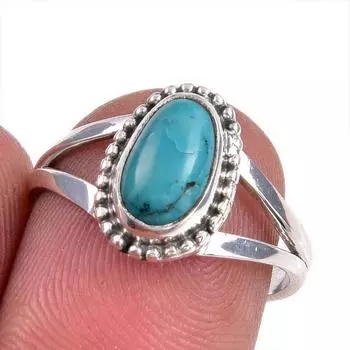 Natural Tibetan Turquoise Gemstone Handmade 925 Solid Silver Gift Ring S.7 p7L26