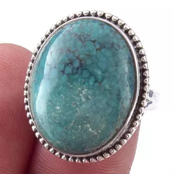 Natural Tibetan Turquoise Gemstone Handmade 925 Sterling Silver Ring Size 7 s8o66