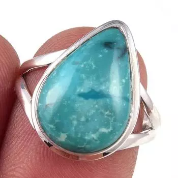 Natural Tibetan Turquoise Gemstone Handmade 925 Sterling Silver Ring Size 7 o1H75
