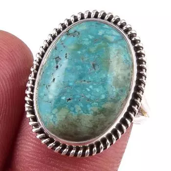 Natural Tibetan Turquoise Gemstone Handmade 925 Sterling Silver Ring Size 7 N5i11