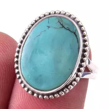 Natural Tibetan Turquoise Gemstone Handmade 925 Sterling Silver Ring Size 6 R7U08