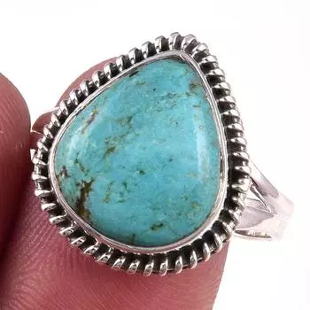 Natural Tibetan Turquoise Gemstone Handmade 925 Sterling Silver Ring S.10 k4b70