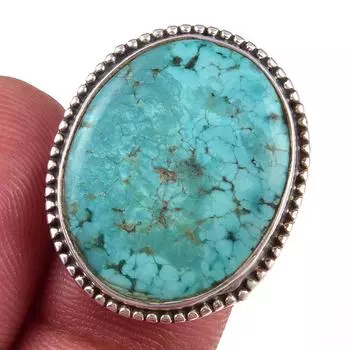 Natural Tibetan Turquoise Gemstone Handmade 925 Sterling Silver Ring Size 8 r7z30