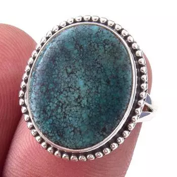Natural Tibetan Turquoise Gemstone Handmade 925 Sterling Silver Ring Size 6 s9z61