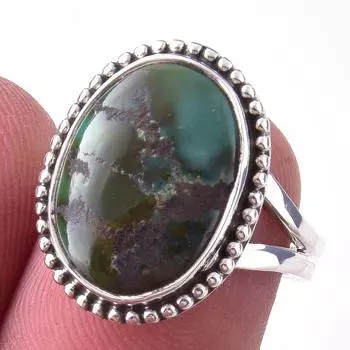 Natural Tibetan Turquoise Gemstone Handmade 925 Sterling Silver Ring Size 6 M9b19