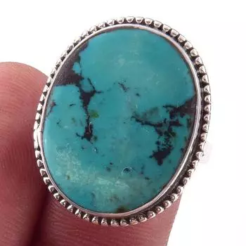 Natural Tibetan Turquoise Gemstone Handmade 925 Sterling Silver Ring Size 8 e2i42