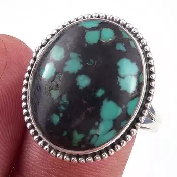 Natural Tibetan Turquoise Gemstone Handmade 925 Sterling Silver Ring S.10 t9u31